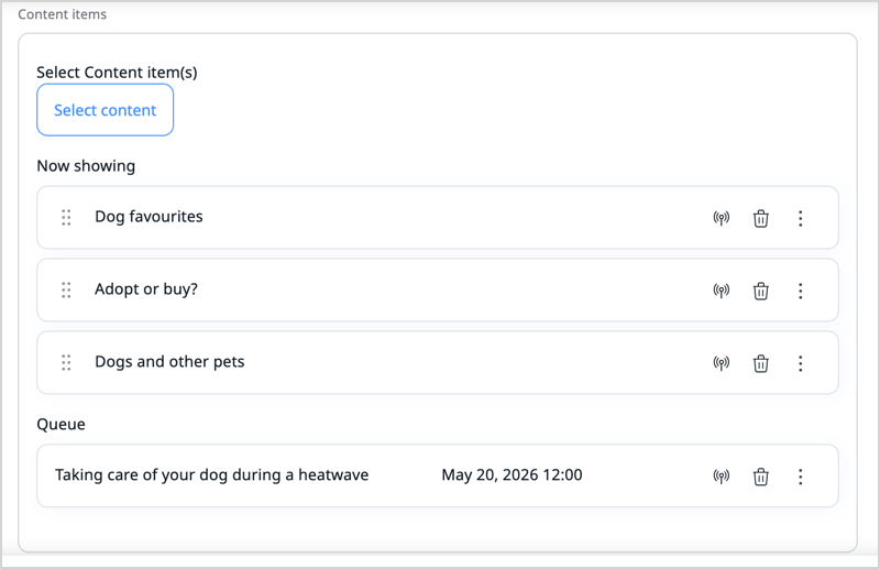 Content Scheduler with scheduled content